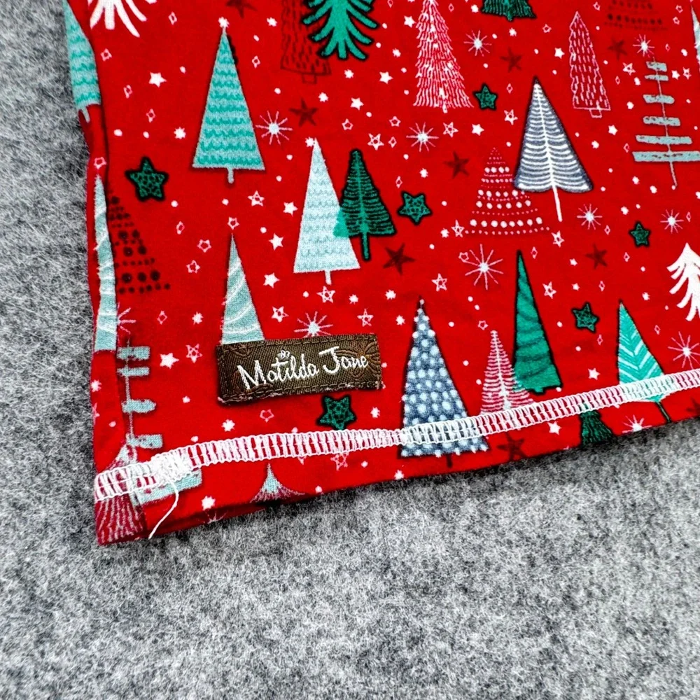 Matilda Jane Kids Christmas Tree Pajama Set Size 10‎ Red Green Stripe Holiday